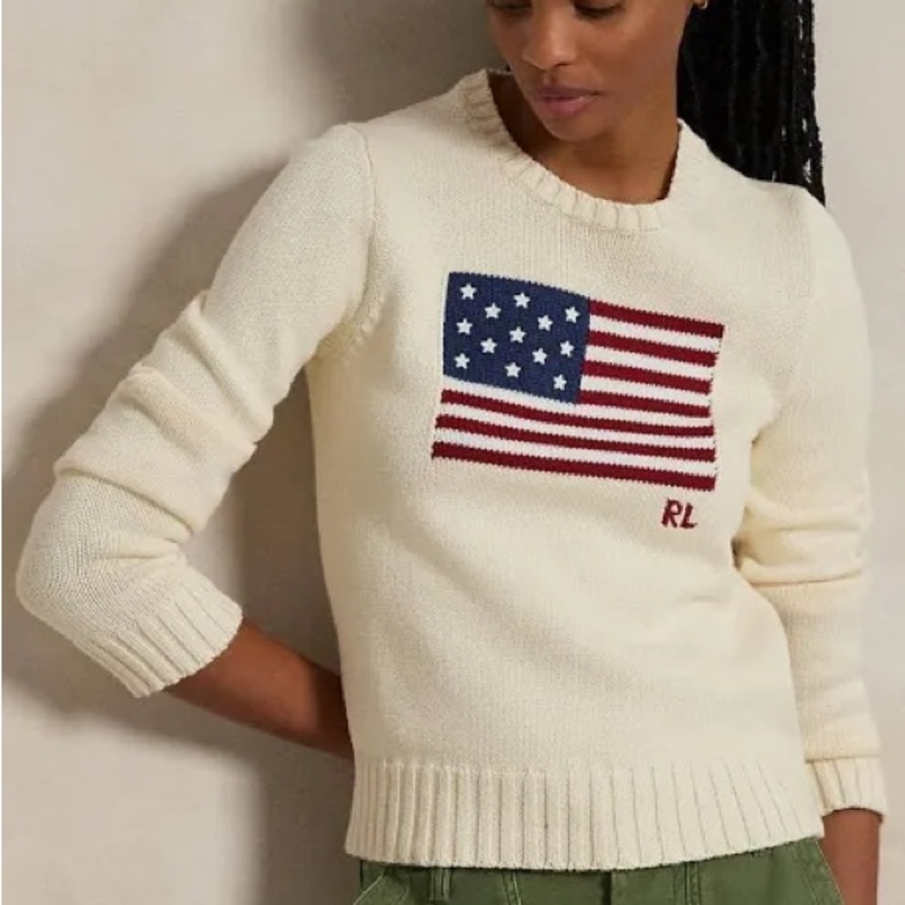 Ralph Lauren Ivory Sweater with American Flag
